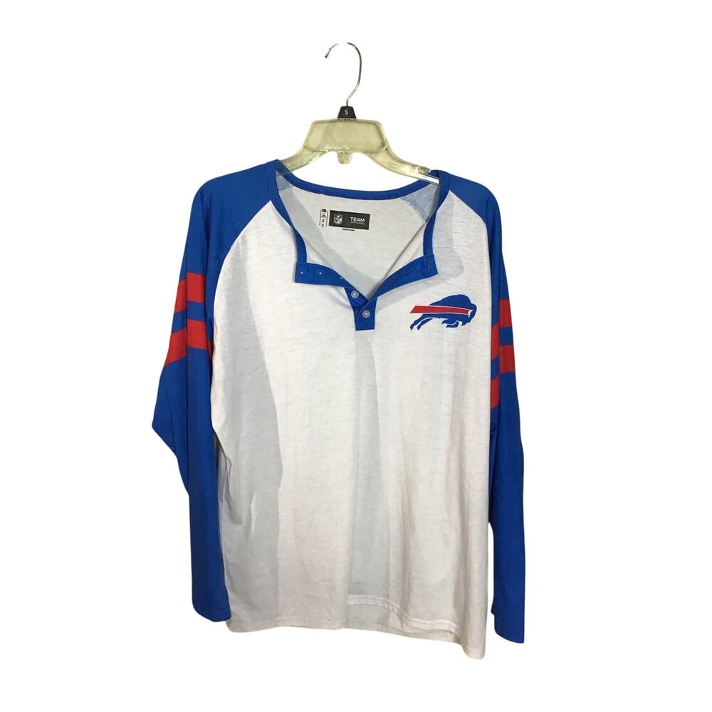 Team Apparel  Buffalo Bills Women Long Sleeve button Down Tee White/Blue Sz. 2XL